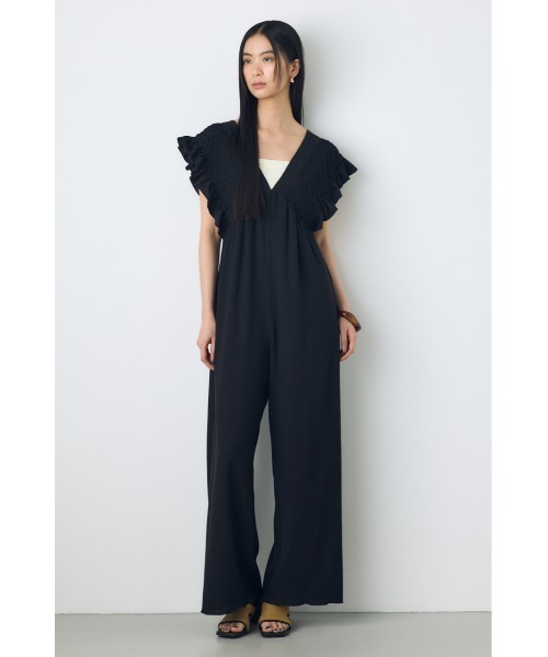 AZUL by moussy(アズールバイマウジー)の「楊柳シャーリングオールインワン(つなぎ/オールインワン・レディース・ブラウン/ブラック/アイボリー・SMALL/MEDIUM)」の12枚目の写真