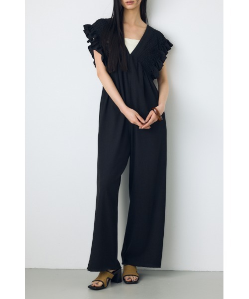 AZUL by moussy(アズールバイマウジー)の「楊柳シャーリングオールインワン(つなぎ/オールインワン・レディース・ブラウン/ブラック/アイボリー・SMALL/MEDIUM)」の14枚目の写真