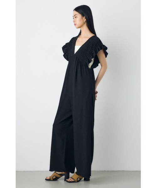 AZUL by moussy(アズールバイマウジー)の「楊柳シャーリングオールインワン(つなぎ/オールインワン・レディース・ブラウン/ブラック/アイボリー・SMALL/MEDIUM)」の15枚目の写真