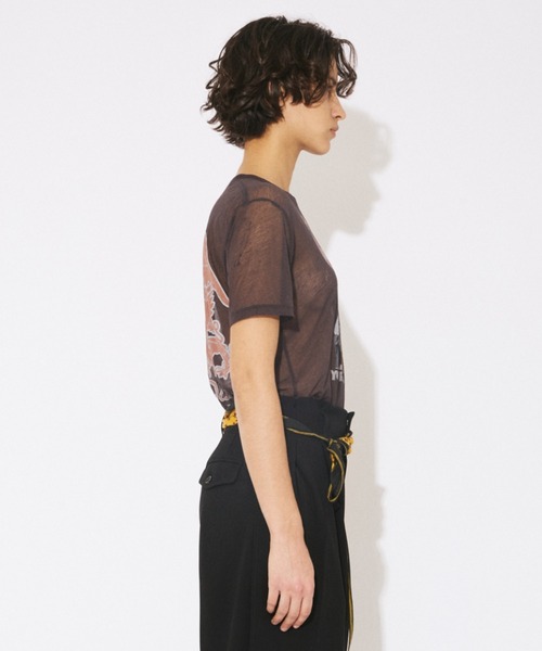 beautiful people(ビューティフルピープル)の「QUEEN sheer jersey regular-fit T-shirts(Tシャツ/カットソー・レディース・チャコール・40/38/42)」の4枚目の写真
