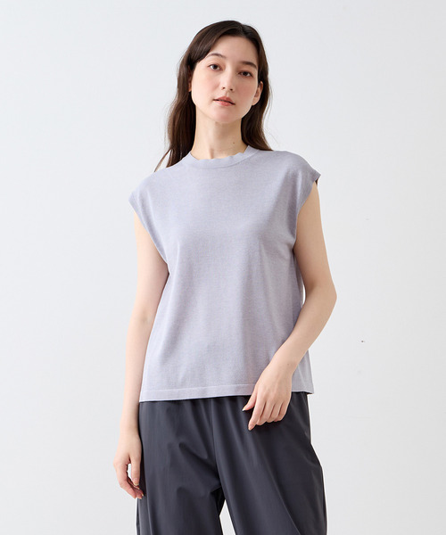 LOGEMENT DE CLAIRE(ロジュモンドクレール)の「ノースリーブニットプルオーバー(ニット/セーター・レディース・グレイッシュベージュ/ライトブルーグレー/ダークネイビー・FREE)」の1枚目の写真