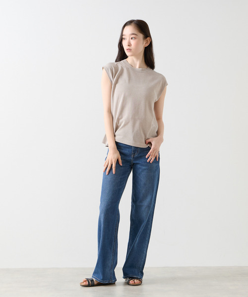 LOGEMENT DE CLAIRE(ロジュモンドクレール)の「ノースリーブニットプルオーバー(ニット/セーター・レディース・グレイッシュベージュ/ライトブルーグレー/ダークネイビー・FREE)」の7枚目の写真
