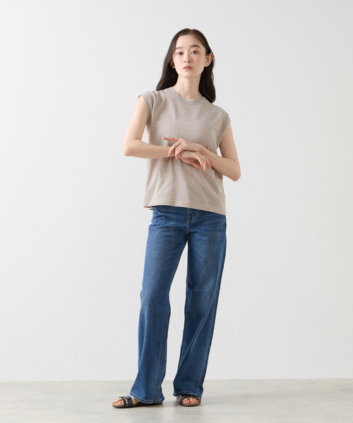 LOGEMENT DE CLAIRE(ロジュモンドクレール)の「ノースリーブニットプルオーバー(ニット/セーター・レディース・グレイッシュベージュ/ライトブルーグレー/ダークネイビー・FREE)」の8枚目の写真