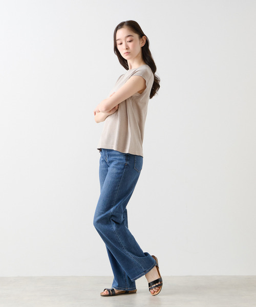 LOGEMENT DE CLAIRE(ロジュモンドクレール)の「ノースリーブニットプルオーバー(ニット/セーター・レディース・グレイッシュベージュ/ライトブルーグレー/ダークネイビー・FREE)」の9枚目の写真