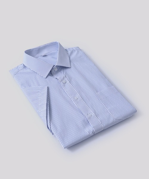 Cloudstyle(クラウドスタイル)の「【Cloudstyle】形態安定 ストライプ ボタンダウン 半袖 シャツ(ビジネスシャツ・メンズ・ホワイト/ホワイト系その他/ブルー系その他/ブルー/ブルー系その他2・MEDIUM/X-LARGE/LARGE/SMALL/XX-LARGE)」の13枚目の写真