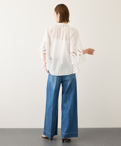 ROPE'(ロペ)の「INDIAコットンボイルシフリー刺繍ケープ(ポンチョ)ブラウス/セットアップ対応・イージーケア・二の腕カバー(シャツ/ブラウス・レディース・ブラック/ホワイト・FREE)」の21枚目の写真