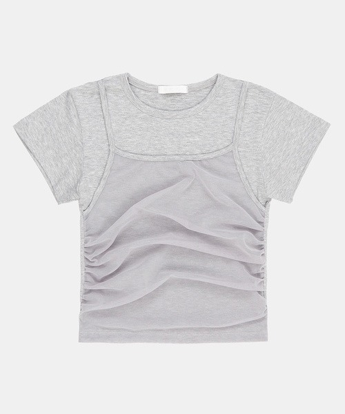 raucohouse(ラウコハウス)の「シアーレイヤード半袖クロップドTシャツ(Tシャツ/カットソー・レディース・ホワイト/ブラック/グレー・FREE)」の7枚目の写真