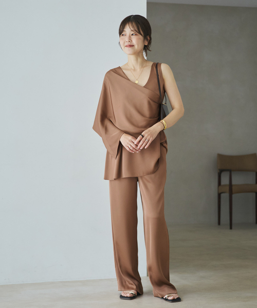plage（プラージュ）の「dull satin scarf set タンク（タンクトップ・レディース・タン/チャコールグレー/ブラック・FREE）」の9枚目の写真