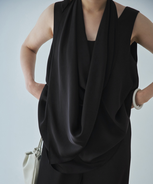 plage（プラージュ）の「dull satin scarf set タンク（タンクトップ・レディース・タン/チャコールグレー/ブラック・FREE）」の16枚目の写真