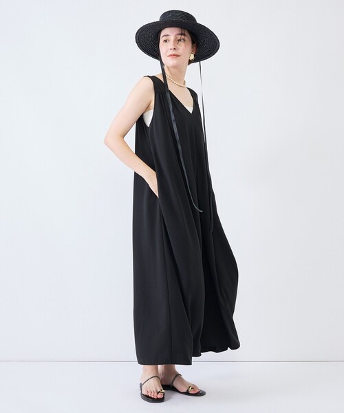 NOLLEY’S（ノーリーズ）の「《接触冷感/防シワ/UVカット》多機能ジョーゼット2WAYイージーワンピース（ワンピース・レディース・カーキ/ブラック・1/2）」の6枚目の写真