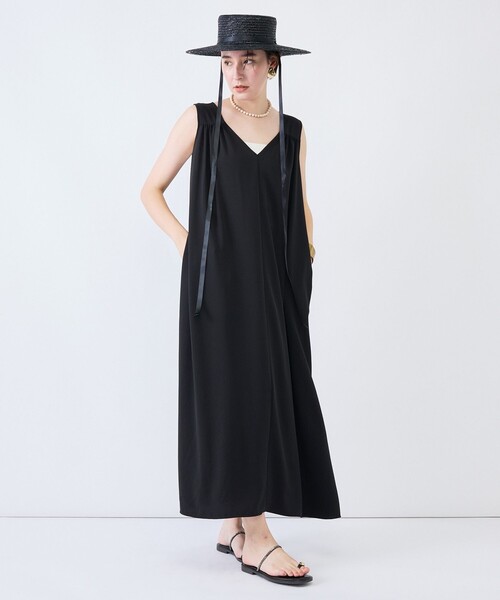 NOLLEY’S（ノーリーズ）の「《接触冷感/防シワ/UVカット》多機能ジョーゼット2WAYイージーワンピース（ワンピース・レディース・カーキ/ブラック・1/2）」の10枚目の写真