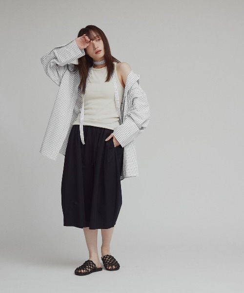 W:Huku(フーク)の「チェック サッカー ボウタイ シャツ / Checkered Bow Tie Shirt(シャツ/ブラウス・レディース・ブルー/アイボリー/グレー・FREE)」の17枚目の写真