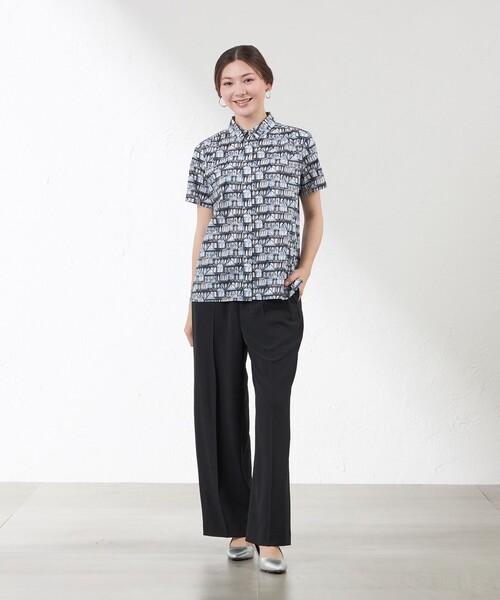 amaca(アマカ)の「【UV対応・接触冷感・防シワ・吸水速乾・遮熱】マルチファンクションジョーゼット パンツ(その他パンツ・レディース・グレー系その他/ダークネイビー・40/38)」の5枚目の写真