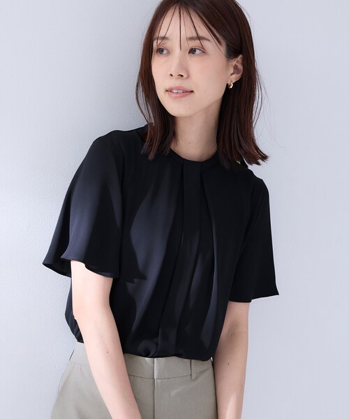 UNTITLED(アンタイトル)の「【洗える/スーツインナー】サテンジョーゼットブラウス(シャツ/ブラウス・レディース・ネイビー/ライトグレー/ホワイト・02/03/01)」の13枚目の写真