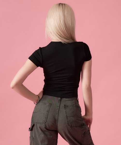 mindseeker girls(マインドシーカーガールズ)の「Box Ribbed Mini T-Shirt / ボックスリブミニTシャツ(Tシャツ/カットソー・レディース・グレー/ブラック/ネイビー・FREE)」の7枚目の写真