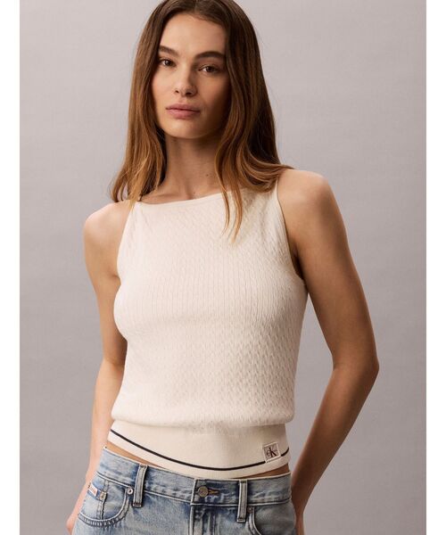 Calvin Klein(カルバン・クライン)の「ニット - ケーブルニットタンクトップ(ニット/セーター・レディース・ホワイト系その他7・S)」の1枚目の写真