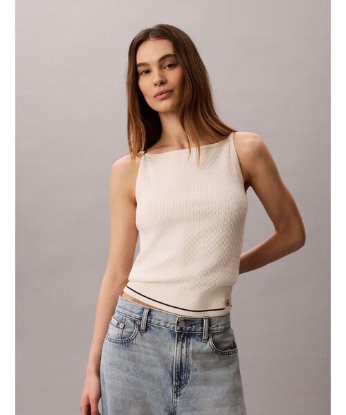 Calvin Klein(カルバン・クライン)の「ニット - ケーブルニットタンクトップ(ニット/セーター・レディース・ホワイト系その他7・S)」の3枚目の写真