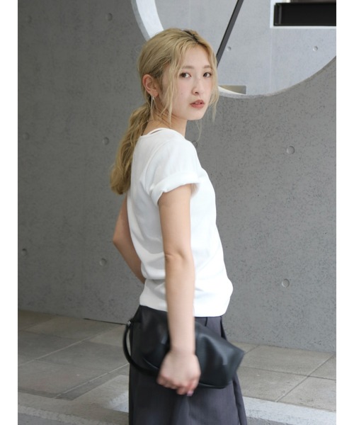 Ungrid(アングリッド)の「リボンデザインハーフスリーブTee(Tシャツ/カットソー・レディース・オフホワイト/チャコールグレー/ブルー・FREE)」の21枚目の写真