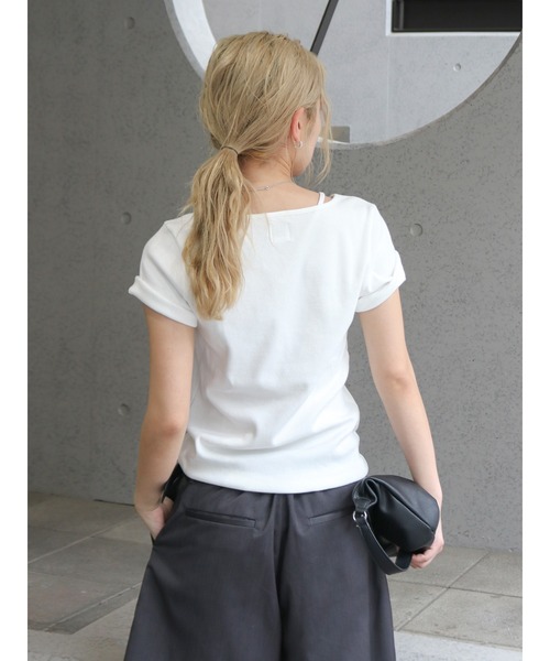 Ungrid(アングリッド)の「リボンデザインハーフスリーブTee(Tシャツ/カットソー・レディース・オフホワイト/チャコールグレー/ブルー・FREE)」の22枚目の写真
