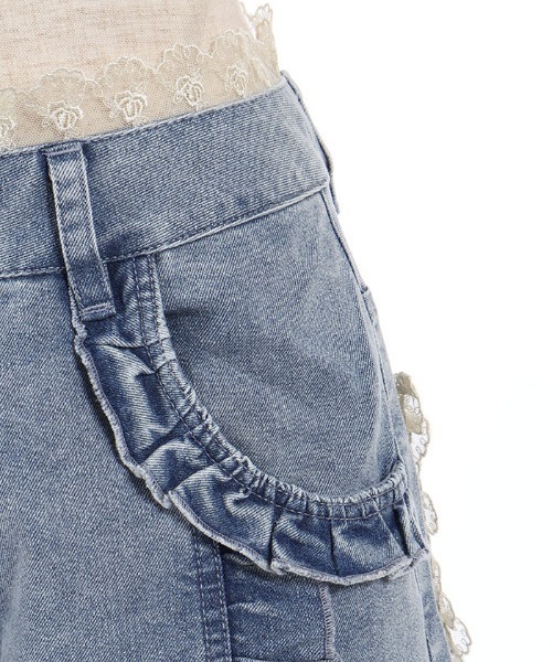 myu:loret(ミュウロレット)の「レースフリルデニムバレルパンツ(デニムパンツ・レディース・ケミカルウォッシュ/グレー・FREE)」の20枚目の写真