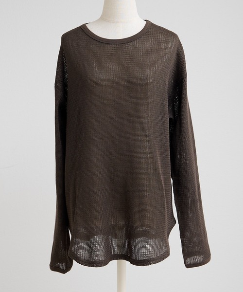 PUAL CE CIN(ピュアルセシン)の「コットンメッシュロングスリーブT(Tシャツ/カットソー・レディース・ブラウン/ナチュラル・FREE)」の10枚目の写真
