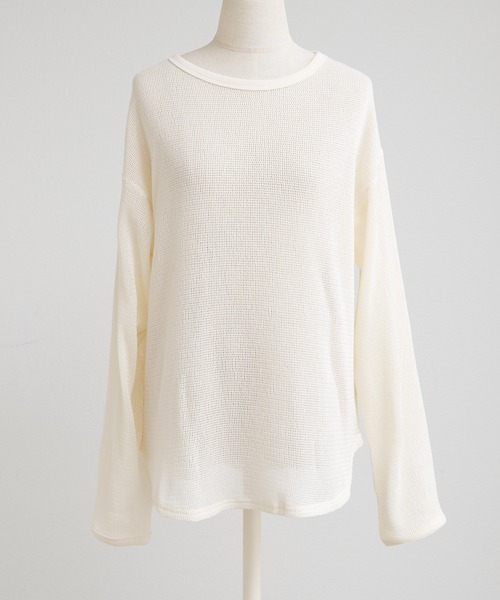 PUAL CE CIN(ピュアルセシン)の「コットンメッシュロングスリーブT(Tシャツ/カットソー・レディース・ブラウン/ナチュラル・FREE)」の8枚目の写真