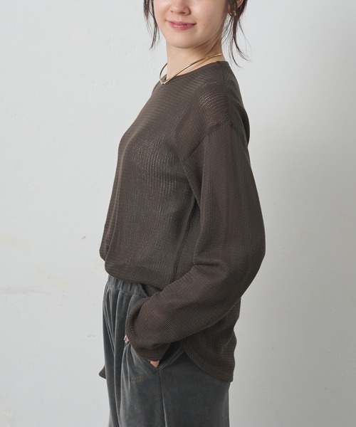 PUAL CE CIN(ピュアルセシン)の「コットンメッシュロングスリーブT(Tシャツ/カットソー・レディース・ブラウン/ナチュラル・FREE)」の16枚目の写真
