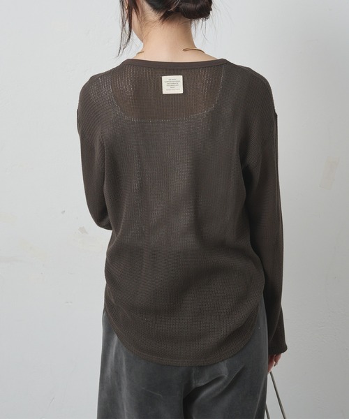 PUAL CE CIN(ピュアルセシン)の「コットンメッシュロングスリーブT(Tシャツ/カットソー・レディース・ブラウン/ナチュラル・FREE)」の15枚目の写真