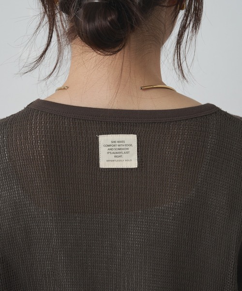 PUAL CE CIN(ピュアルセシン)の「コットンメッシュロングスリーブT(Tシャツ/カットソー・レディース・ブラウン/ナチュラル・FREE)」の14枚目の写真