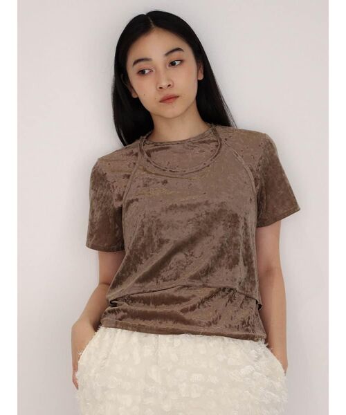 FIKA.(フィーカ)の「Velour layered top(Tシャツ/カットソー・レディース・ブラック/イエロー系その他4/ベージュ・FREE)」の7枚目の写真