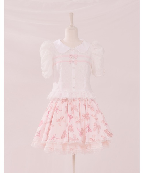 mellfy memory（メルフィーメモリー）の「Twin ribbon lace blouse（シャツ/ブラウス・レディース・ホワイト・FREE）」の3枚目の写真