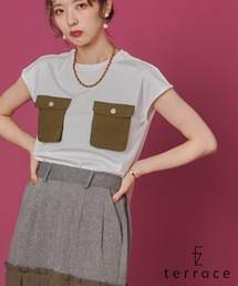 異素材ポケット付きシルケットTシャツ