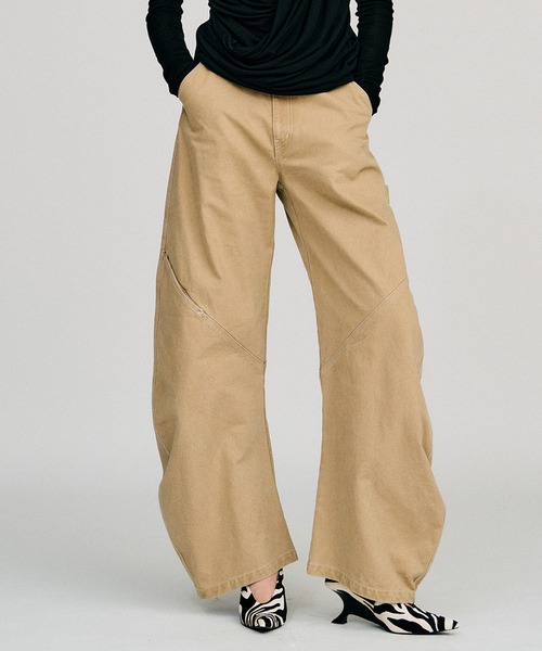 PRANK PROJECT(プランクプロジェクト)の「【2026Autumn Pre-Order】バレルレッグペインターパンツ / Barrel Leg Painter Pants(デニムパンツ・レディース・ネイビー/レッド/ベージュ・38/36)」の1枚目の写真