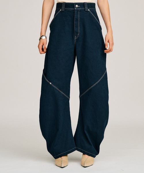 PRANK PROJECT(プランクプロジェクト)の「【2026Autumn Pre-Order】バレルレッグペインターパンツ / Barrel Leg Painter Pants(デニムパンツ・レディース・ネイビー/レッド/ベージュ・38/36)」の2枚目の写真