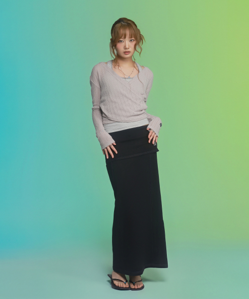ASON(アズオン)の「DEWY LONG SKIRT / BLACK(スカート・レディース・その他・FREE)」の1枚目の写真