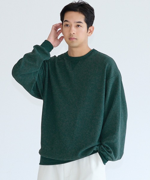 coca（coca）（コカ）の「エンボススウェット風ワイドロンT（Tシャツ/カットソー・メンズ・ホワイト/グレー/ブラック/ダークグリーン・L/M/XL）」の4枚目の写真