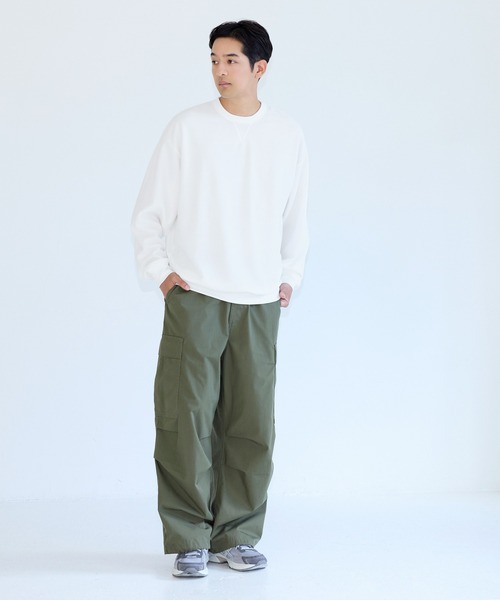 coca（coca）（コカ）の「エンボススウェット風ワイドロンT（Tシャツ/カットソー・メンズ・ホワイト/グレー/ブラック/ダークグリーン・L/M/XL）」の5枚目の写真