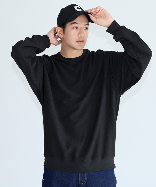 coca（coca）（コカ）の「エンボススウェット風ワイドロンT（Tシャツ/カットソー・メンズ・ホワイト/グレー/ブラック/ダークグリーン・L/M/XL）」の14枚目の写真