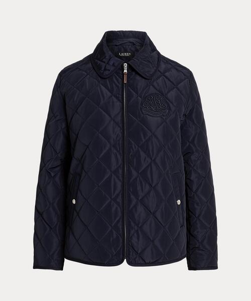 LAUREN RALPH LAUREN(ローレン ラルフ ローレン)の「クレストパッチ ツイルトリム キルテッド ジャケット(ブルゾン・レディース・ネイビー系1・S/M/L/XS/XXS)」の1枚目の写真