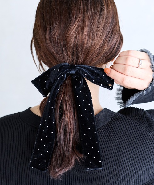 VIS(ビス)の「ベロアリボンヘアカフ(バレッタ/ヘアクリップ・レディース・ブラック系その他/ブラック/ダークブラウン・FREE)」の2枚目の写真