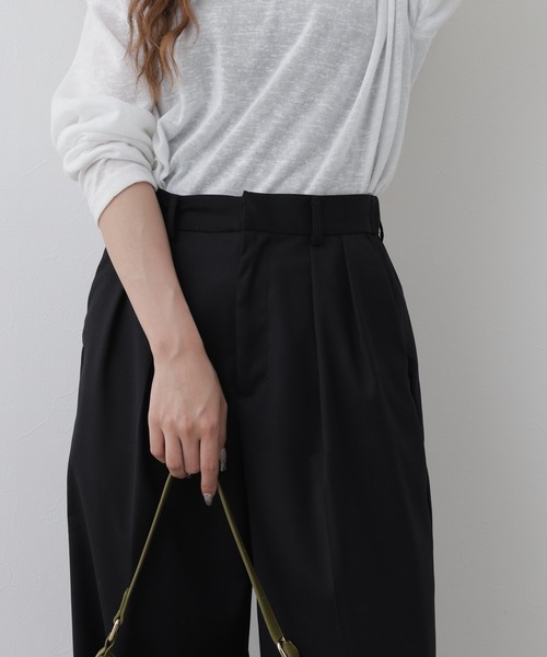 OMNES(オムネス)の「BEAUTIFUL FRIDAY ツータックストレートパンツ(その他パンツ・レディース・ブラック・L)」の7枚目の写真