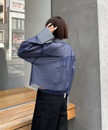 チュール被せ長袖シャツ