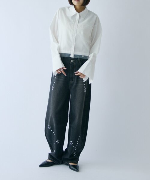 goocy(グーシー)の「チュール被せ長袖シャツ(シャツ/ブラウス・レディース・ブラウン/ネイビー/ホワイト/ブラック・FREE)」の22枚目の写真