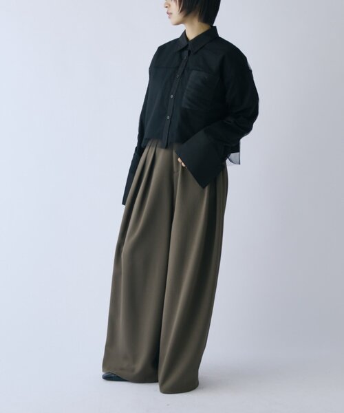 goocy(グーシー)の「チュール被せ長袖シャツ(シャツ/ブラウス・レディース・ブラウン/ネイビー/ホワイト/ブラック・FREE)」の5枚目の写真