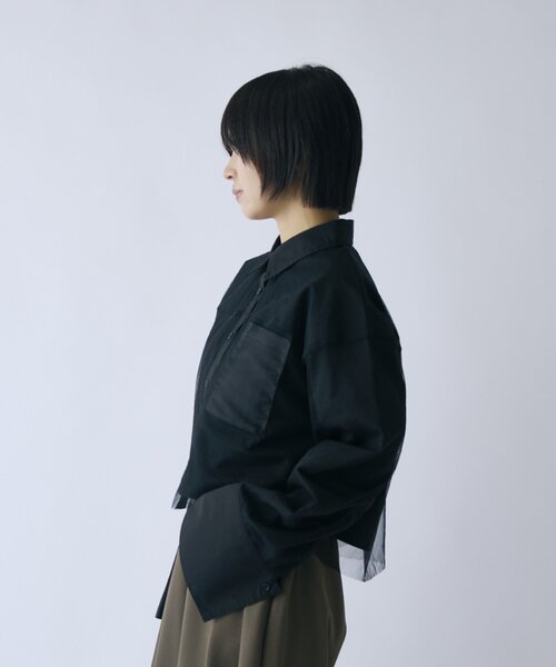 goocy(グーシー)の「チュール被せ長袖シャツ(シャツ/ブラウス・レディース・ブラウン/ネイビー/ホワイト/ブラック・FREE)」の8枚目の写真