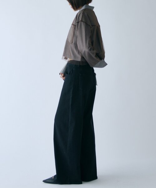 goocy(グーシー)の「チュール被せ長袖シャツ(シャツ/ブラウス・レディース・ブラウン/ネイビー/ホワイト/ブラック・FREE)」の13枚目の写真