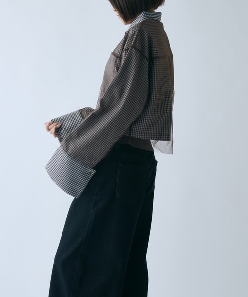 goocy(グーシー)の「チュール被せ長袖シャツ(シャツ/ブラウス・レディース・ブラウン/ネイビー/ホワイト/ブラック・FREE)」の15枚目の写真