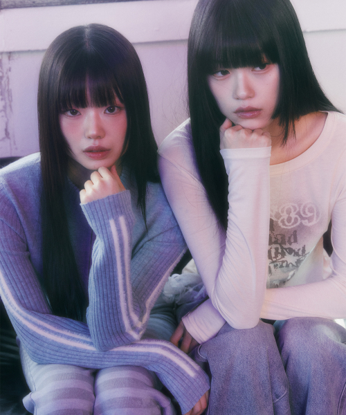 LMR(エルエムアール)の「ヘアリー レタリング トラック クロップ ニット ジップアップ BLUE(ニット/セーター・レディース・ブルー・FREE)」の10枚目の写真