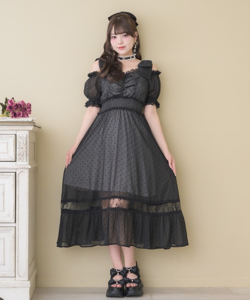 ROJITA（ロジータ）の「肩リボンハートドットオフショルワンピース（ワンピース・レディース・アイボリー/ブラック/ピンク・FREE）」の15枚目の写真