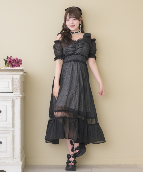 ROJITA（ロジータ）の「肩リボンハートドットオフショルワンピース（ワンピース・レディース・アイボリー/ブラック/ピンク・FREE）」の17枚目の写真